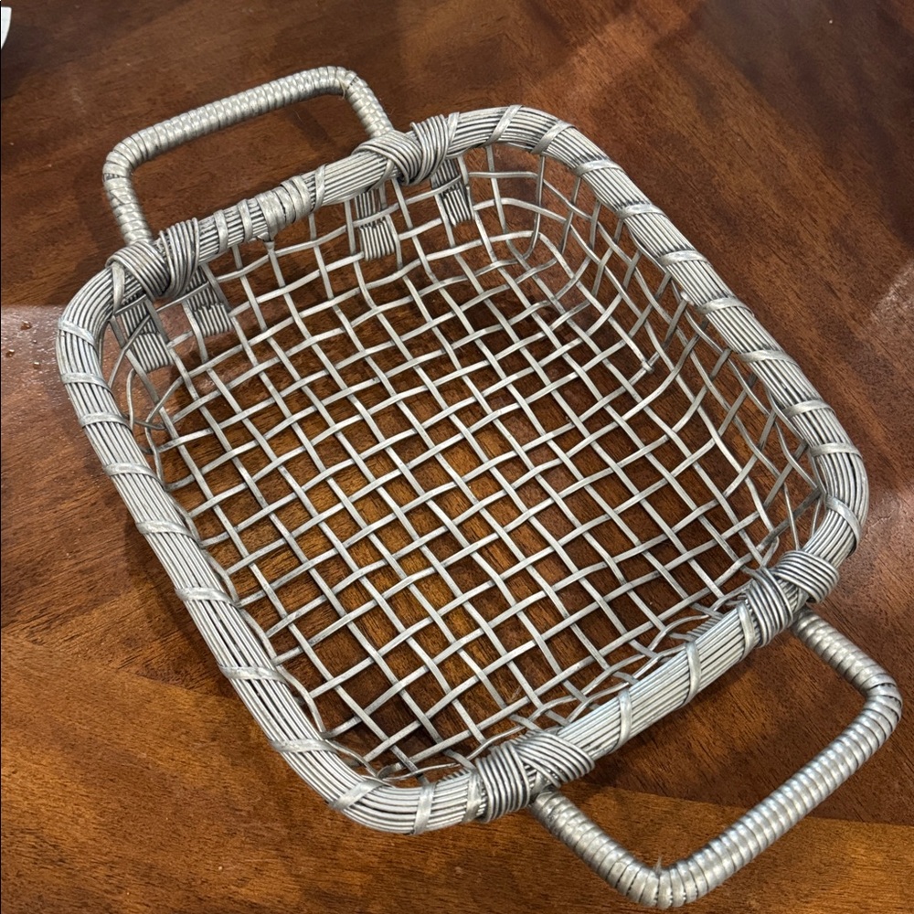 Silver Wire Basket with Handles